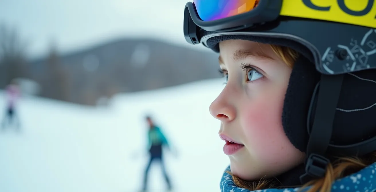 Rider observant attentivement un module de snowpark avant de s'engager