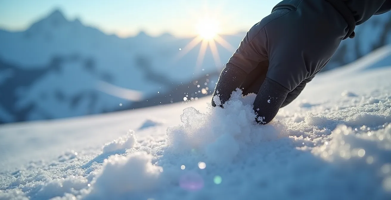 Montagne préservée avec geste de ramassage de déchets
